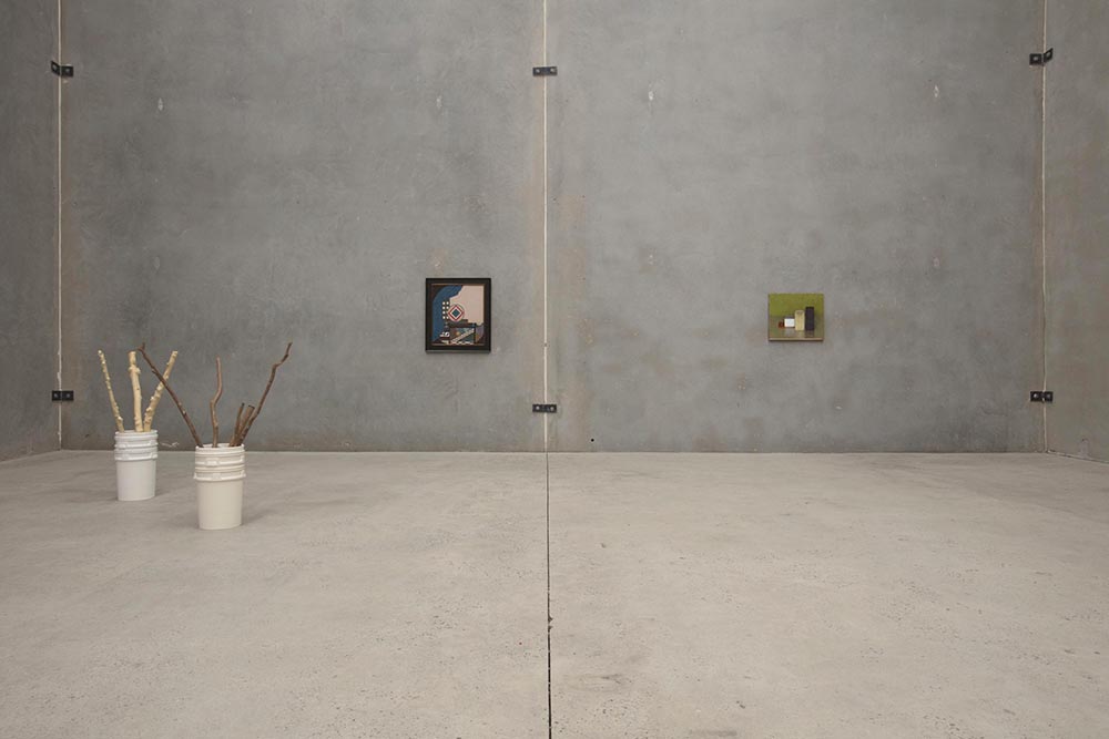 installation view: The Humanity at The Commercial, Sydney | floor Yasmin Smith, l-r wall Diena Georgetti, Jude Rae