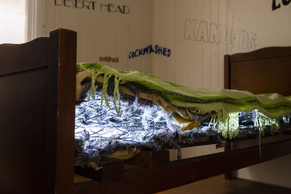 installation view: Archie Moore, HouseShow, 2020, mixed media installation, The Cottage, 272 Montague Road, West End, Brisbane