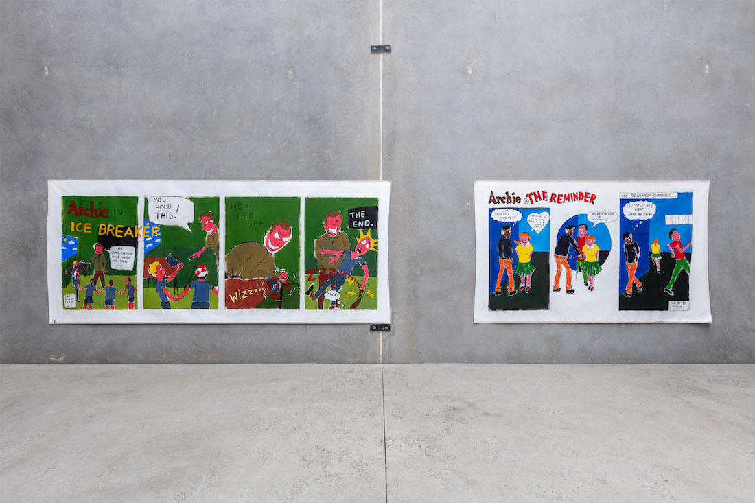 installation view: Archie Moore — Comic Paintings (2005), at The Commercial, Sydney, 2023