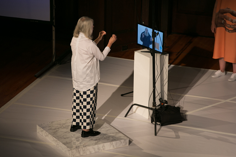 Agatha Gothe-Snape - Rhetorical Chorus (LW), 2015 | at The Society for Ethical Culture, New York | Composer: Megan Clune | The Transmitter: Joan La Barbara | The Prologue: Brian Fuata | Rhetorical Chorus (LW) was commissioned by Performa, Performance Space and the Keir Foundation for the Performa Biennial, 1-22 November 2015