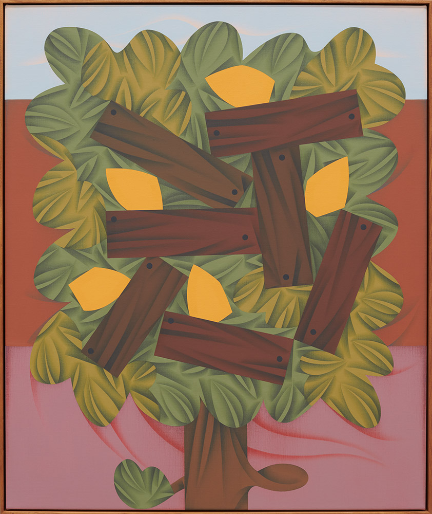 Mitch Cairns, Self-portrait w/ boarding house, 2021