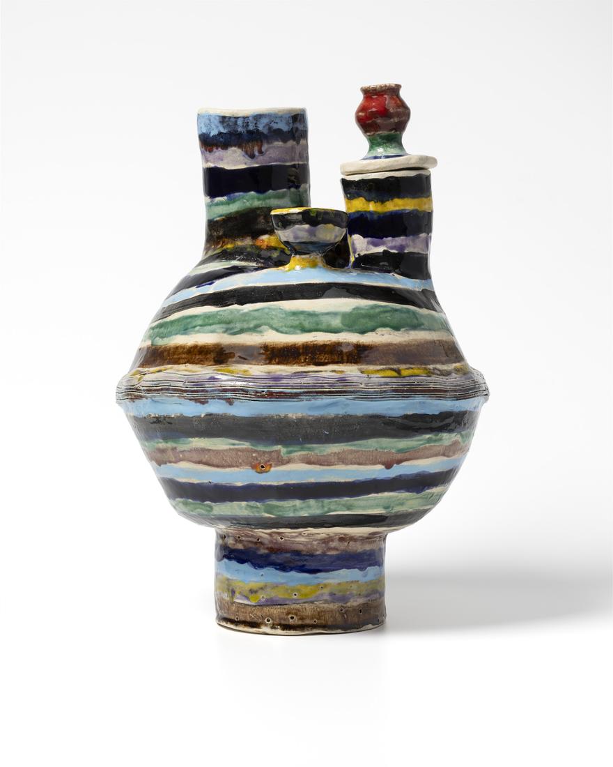 Angela Brennan, Pot with Stripes and Stopper, 2025