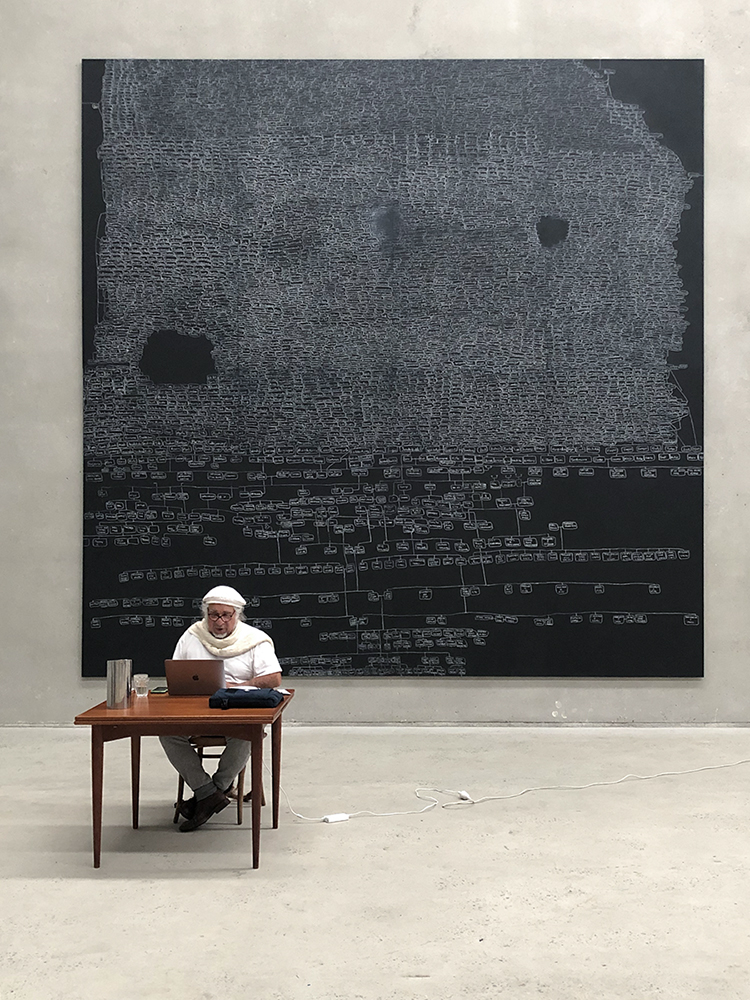 Djon Mundine presenting 'Remembering and Forgetting – Forgiveness and Not Forgetting' at ACCA/RMIT Symposium (on Zoom) - Counter-monuments: Indigenous settler relations in Australian contemporary art and memorial practices (Session 3) 19 March 2021.