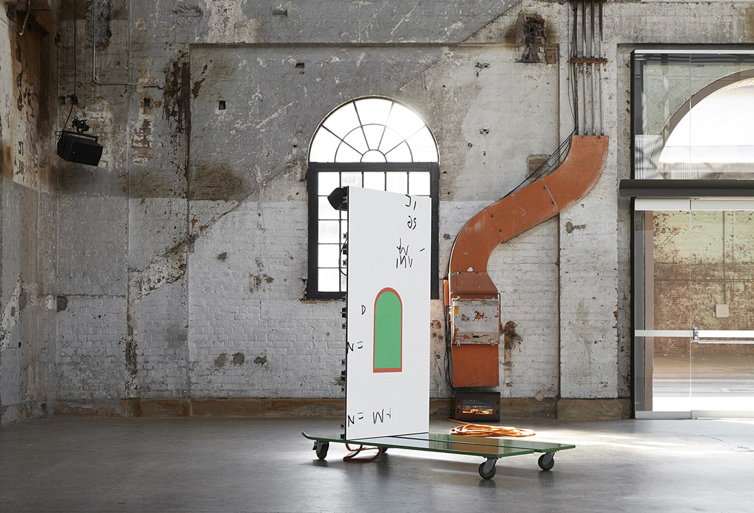 installation view: Agatha Gothe-Snape with Andrew Burrell, Every Act of Reading Performs the Work, 2019-2021 | The National 2021: New Australian Art | Carriageworks, Sydney, 2021 | This project was supported by the Faculty of Design, Architecture and Building, University of Technology Sydney. This project is supported by the NSW Government through Create NSW.