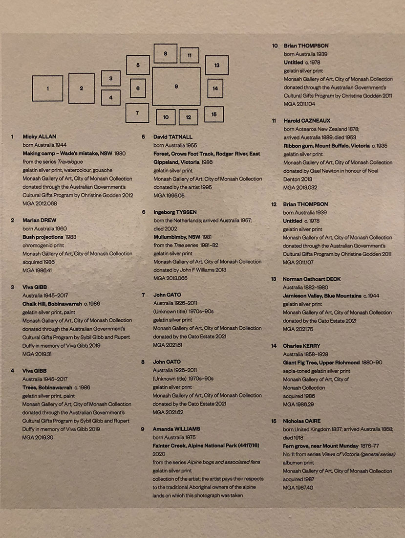 wall label: Return to Nature at Monash Gallery of Art, 2022