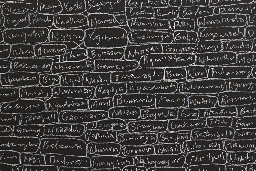 Archie Moore, Family Tree, 2021 - detail | Commissioned by UNSW Galleries with support of the 2020 Commissioner’s Circle