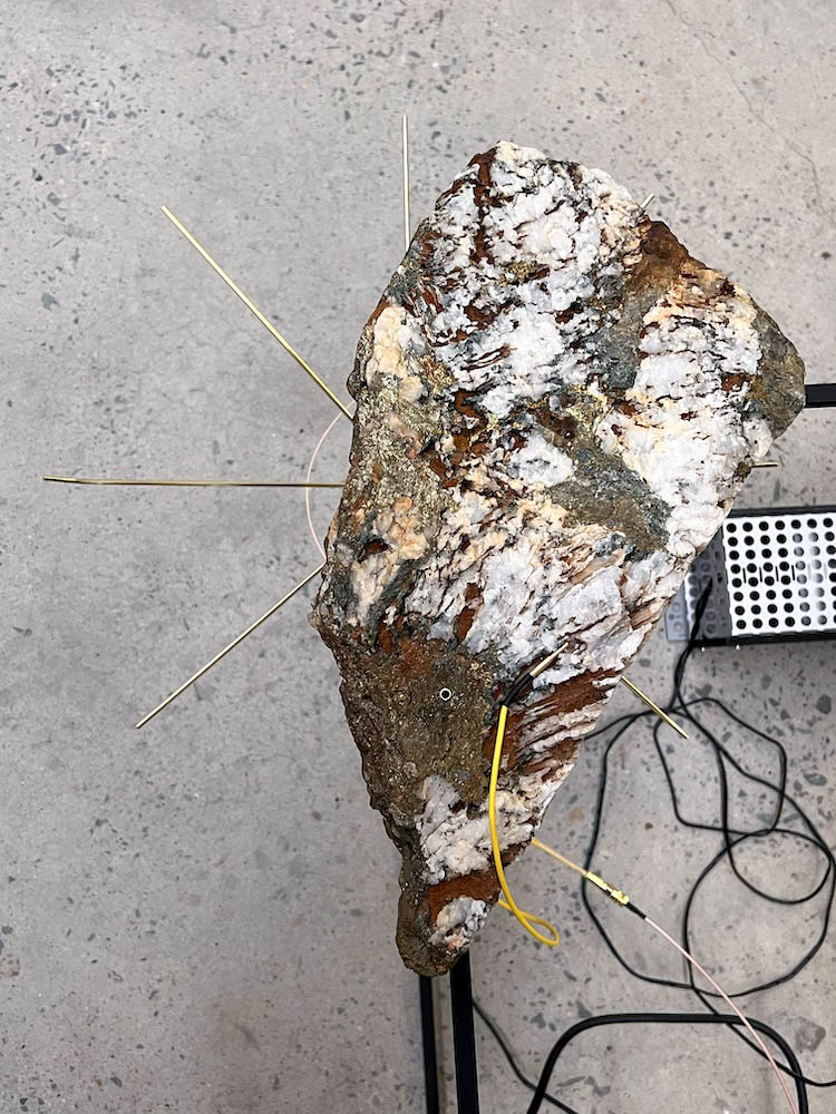 installation view: Free-to-air, at The Commercial, Sydney, 2024 | showing David Haines and Joyce Hinterding, Ore-ic TV 1, Channel 7, 2024 — detail