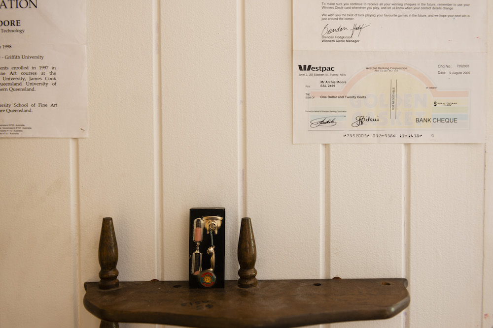 installation view: Archie Moore, HouseShow, 2020, mixed media installation, The Cottage, 272 Montague Road, West End, Brisbane