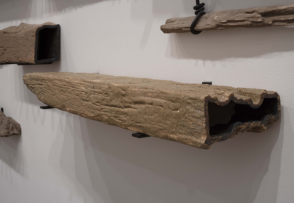 Yasmin Smith, Drowned River Valley, 2016-2018, installation view at The Commercial, Sydney - Turpentine wharf sleepers detaildetail