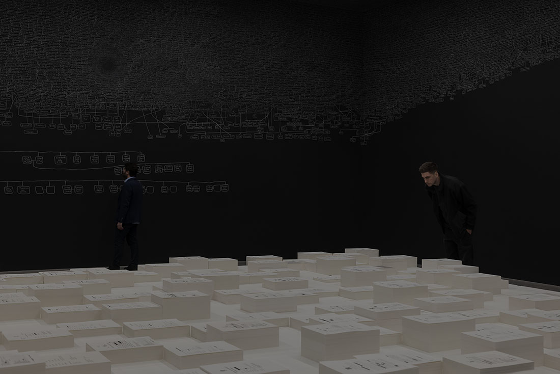 installation view: Archie Moore —kith and kin, Australia Pavilion at the 60th International Art Exhibition of La Biennale di Venezia | Commissioner: Creative Australia | Curator: Ellie Buttrose | exhibition dates: 20.04.24 — 24.11.24