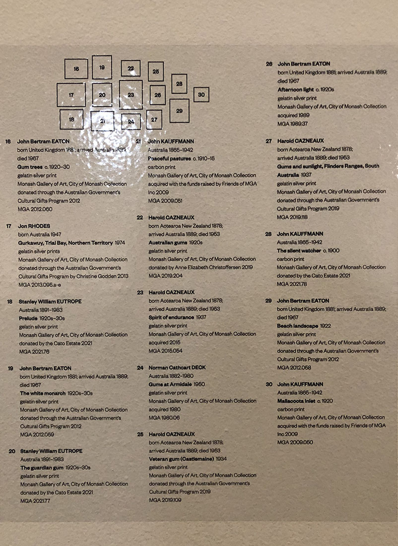 wall label: Return to Nature at Monash Gallery of Art, 2022