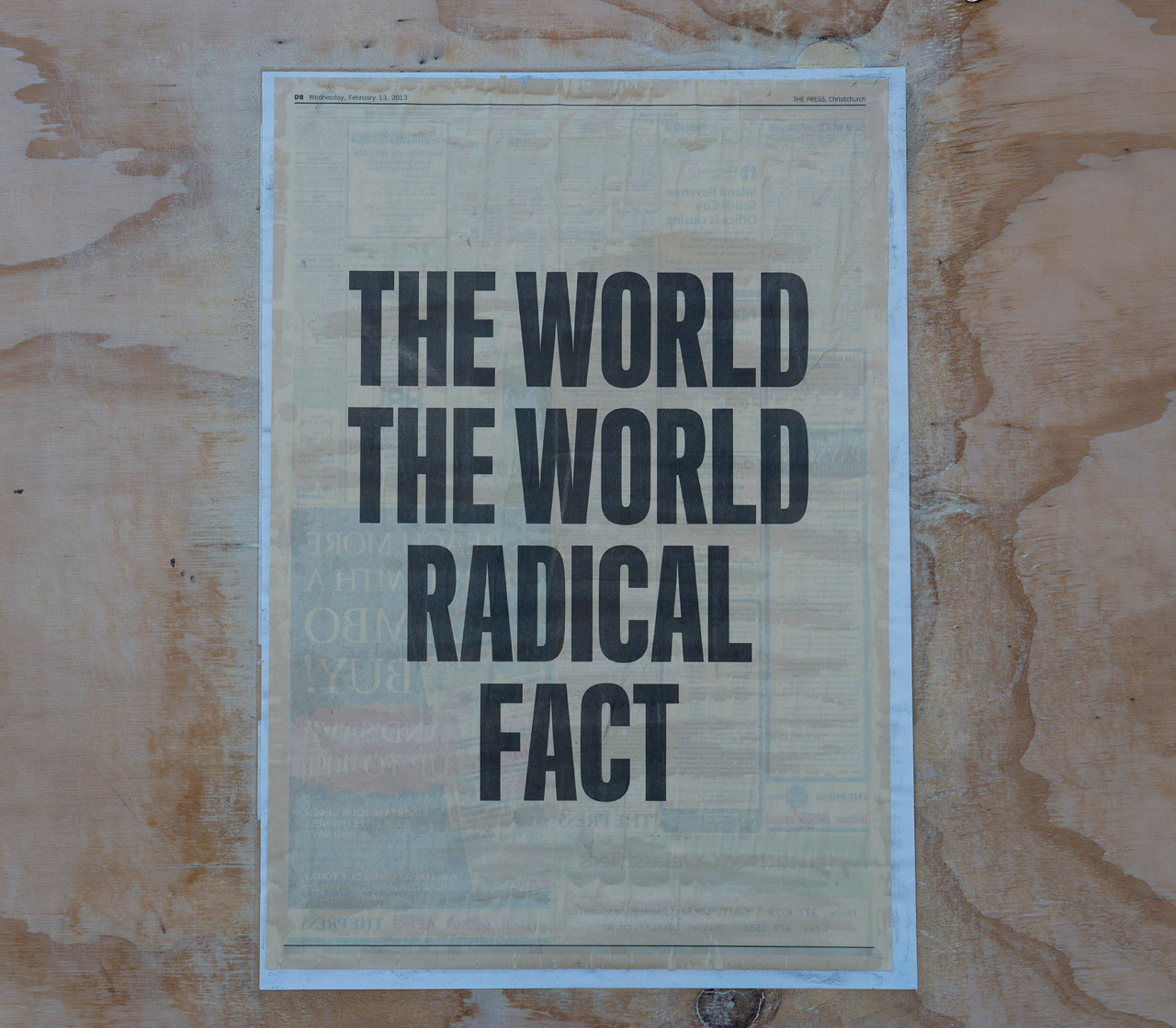 Agatha Gothe-Snape, THE WORLD’S AGILITY, 2013