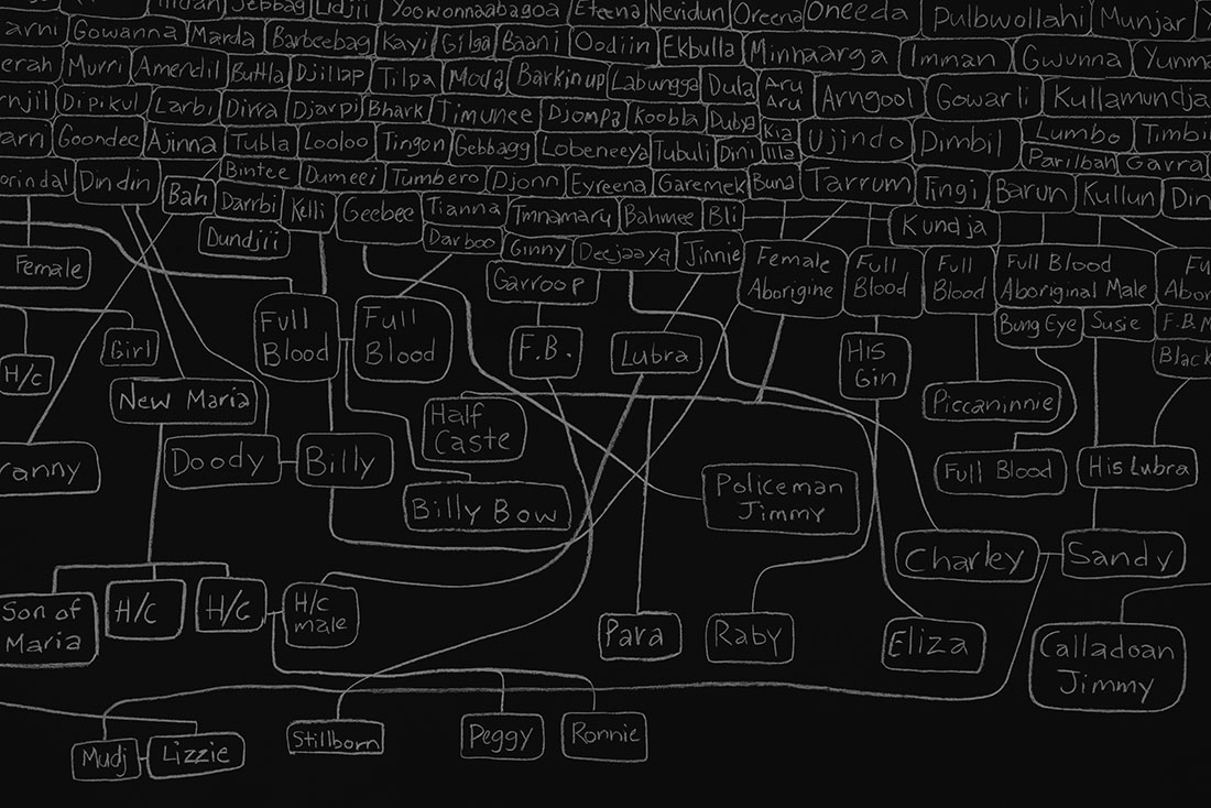 installation view: Archie Moore —kith and kin, Australia Pavilion at the 60th International Art Exhibition of La Biennale di Venezia | Commissioner: Creative Australia | Curator: Ellie Buttrose | exhibition dates: 20.04.24 — 24.11.24