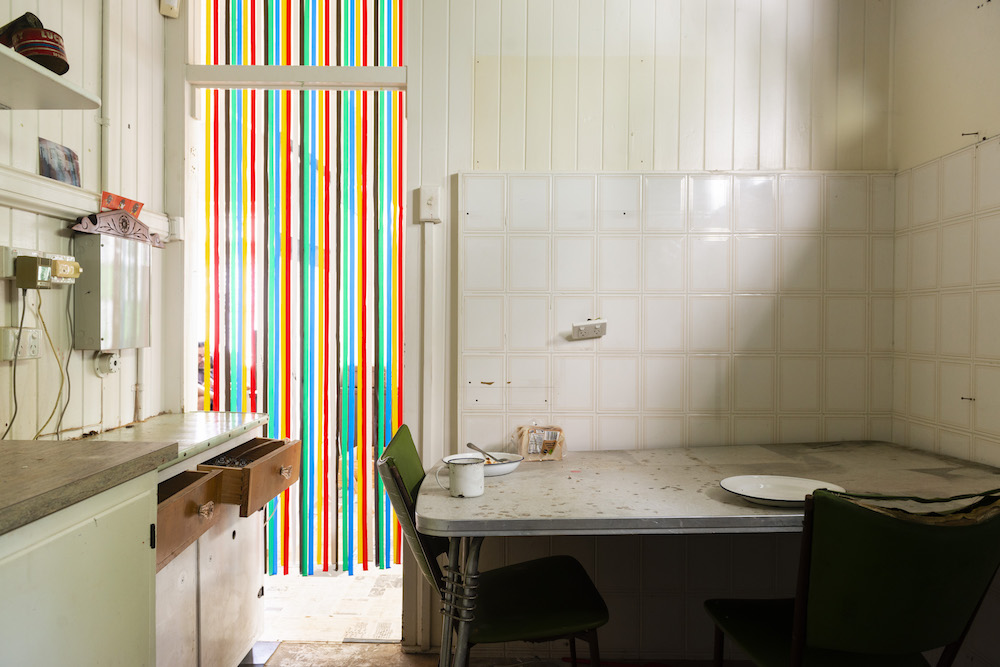 installation view: Archie Moore, HouseShow, 2020, mixed media installation, The Cottage, 272 Montague Road, West End, Brisbane