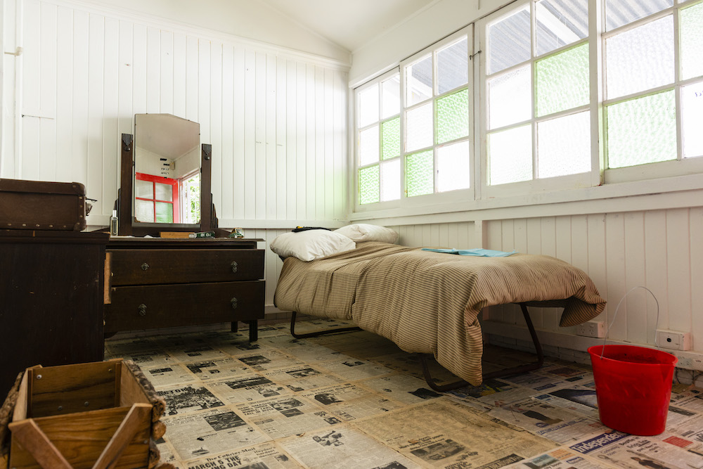 installation view: Archie Moore, HouseShow, 2020, mixed media installation, The Cottage, 272 Montague Road, West End, Brisbane