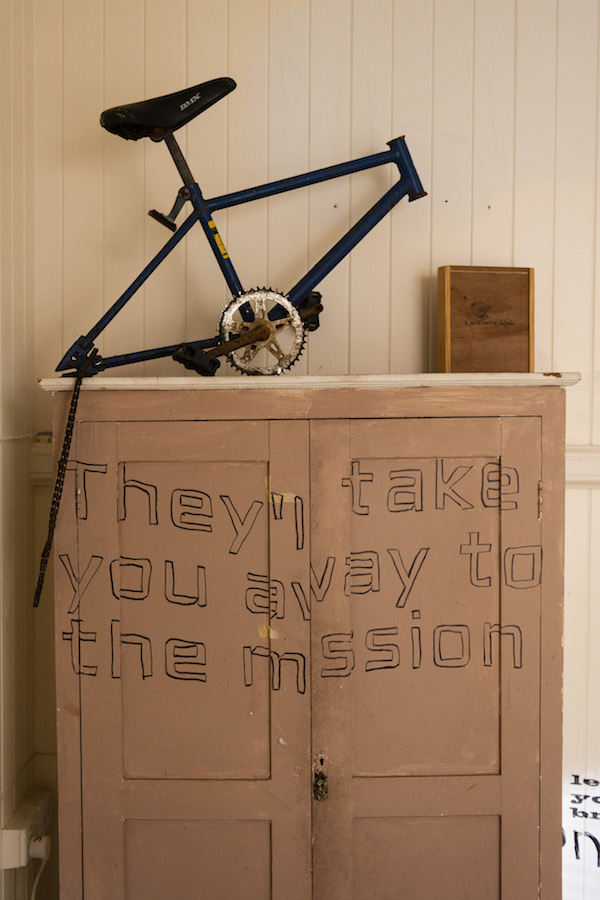 installation view: Archie Moore, HouseShow, 2020, mixed media installation, The Cottage, 272 Montague Road, West End, Brisbane