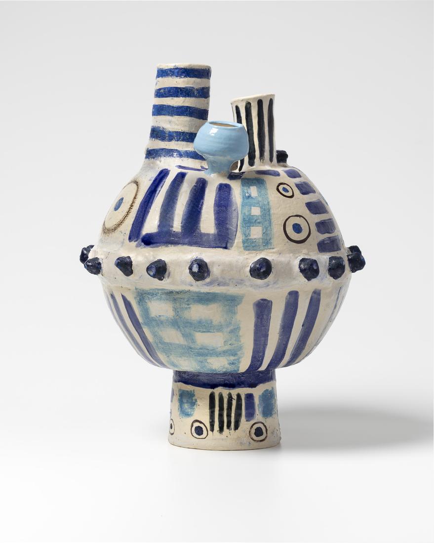 Angela Brennan, Pot with Figure and Stripes, 2025