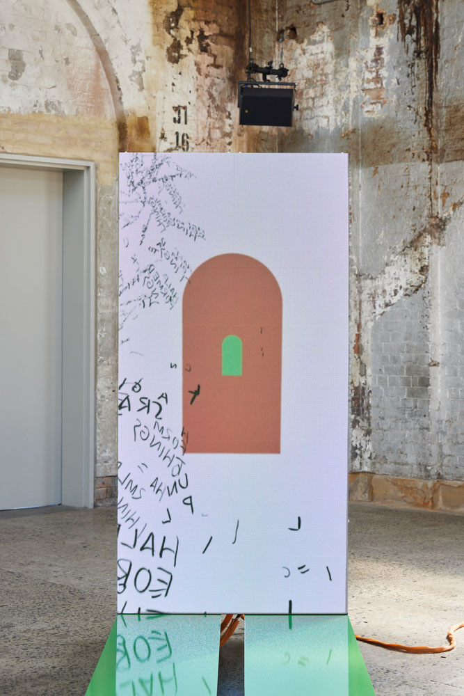 installation view: Agatha Gothe-Snape with Andrew Burrell, Every Act of Reading Performs the Work, 2019-2021 | The National 2021: New Australian Art | Carriageworks, Sydney, 2021 | This project was supported by the Faculty of Design, Architecture and Building, University of Technology Sydney. This project is supported by the NSW Government through Create NSW.