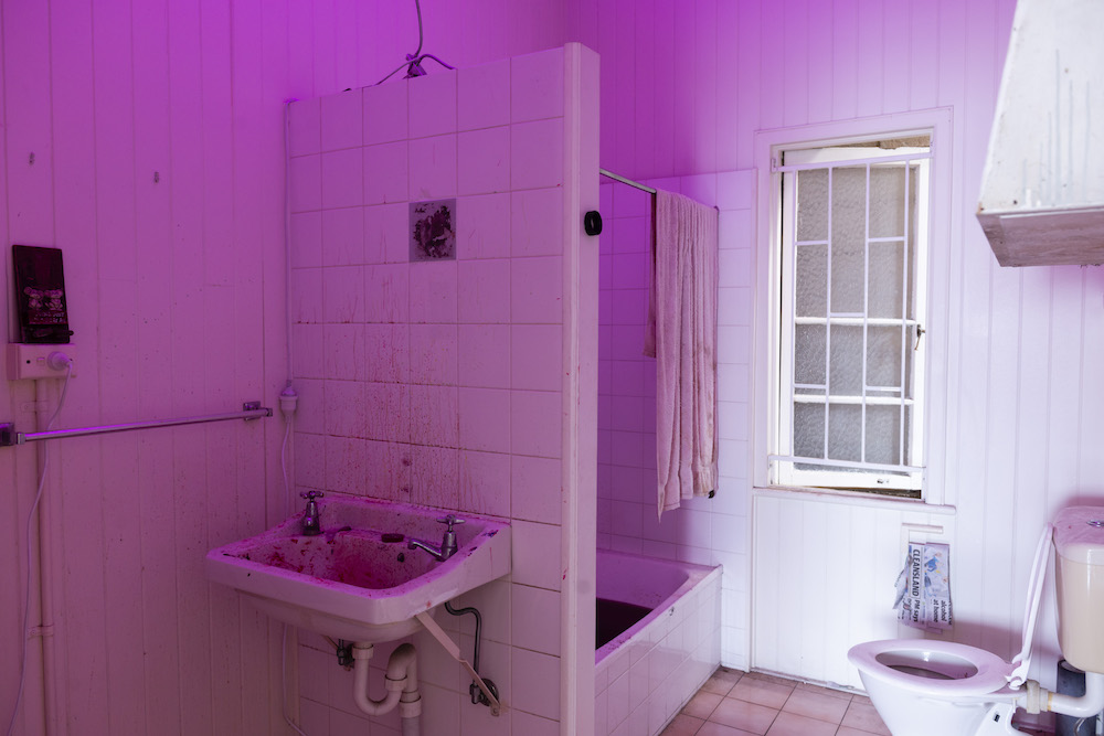 installation view: Archie Moore, HouseShow, 2020, mixed media installation, The Cottage, 272 Montague Road, West End, Brisbane