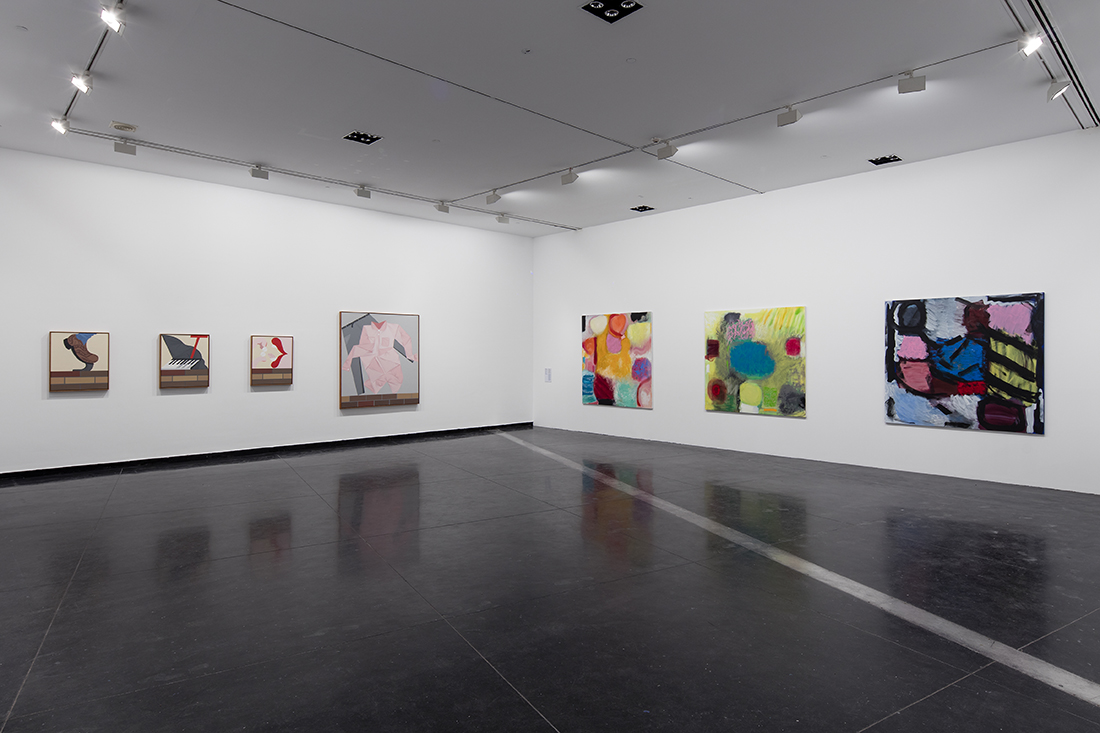 installation view: Mitch Cairns and Angela Brennan in Painting. More Painting, at ACCA, Melbourne, 2016
