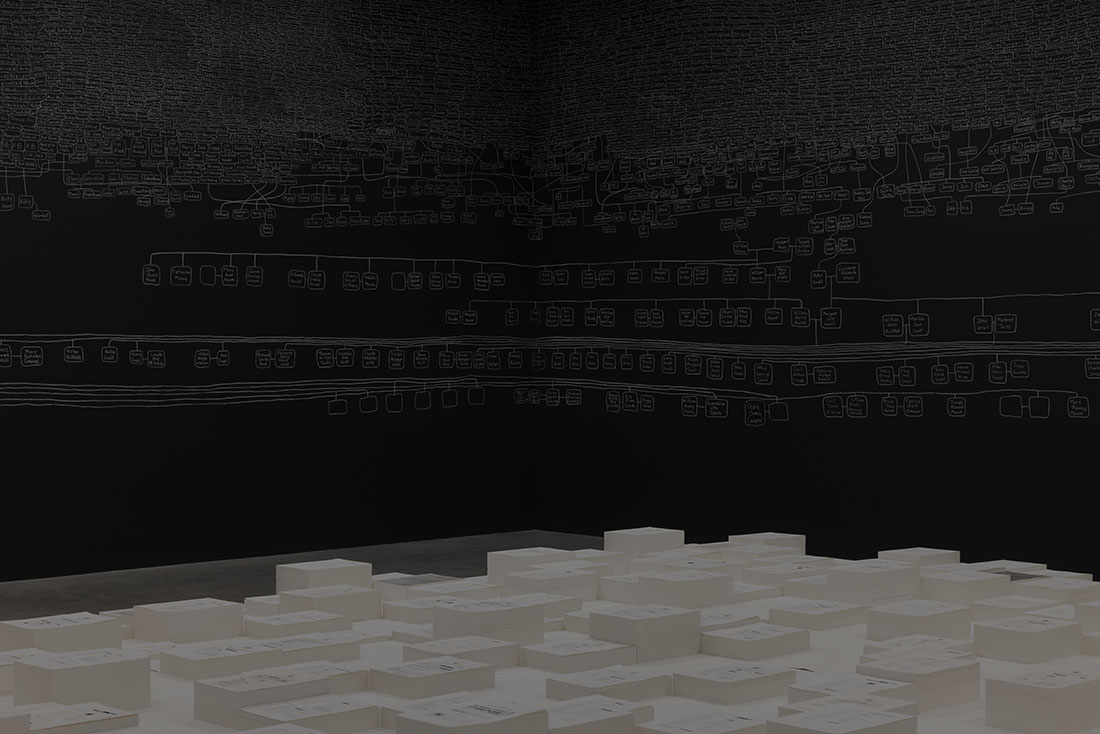 installation view: Archie Moore —kith and kin, Australia Pavilion at the 60th International Art Exhibition of La Biennale di Venezia | Commissioner: Creative Australia | Curator: Ellie Buttrose | exhibition dates: 20.04.24 — 24.11.24