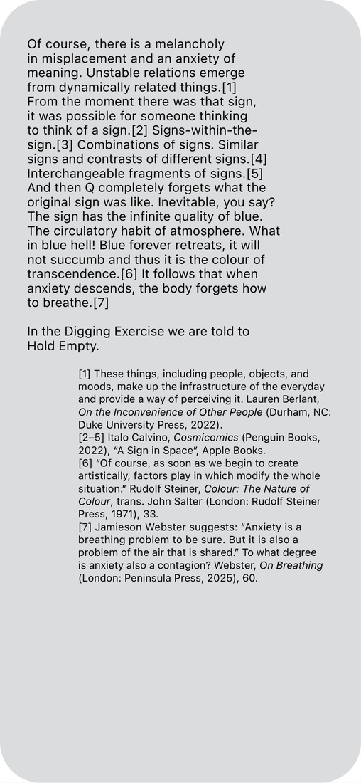 Agatha Gothe-Snape, Coloursigns Deck, 2025 – blue text