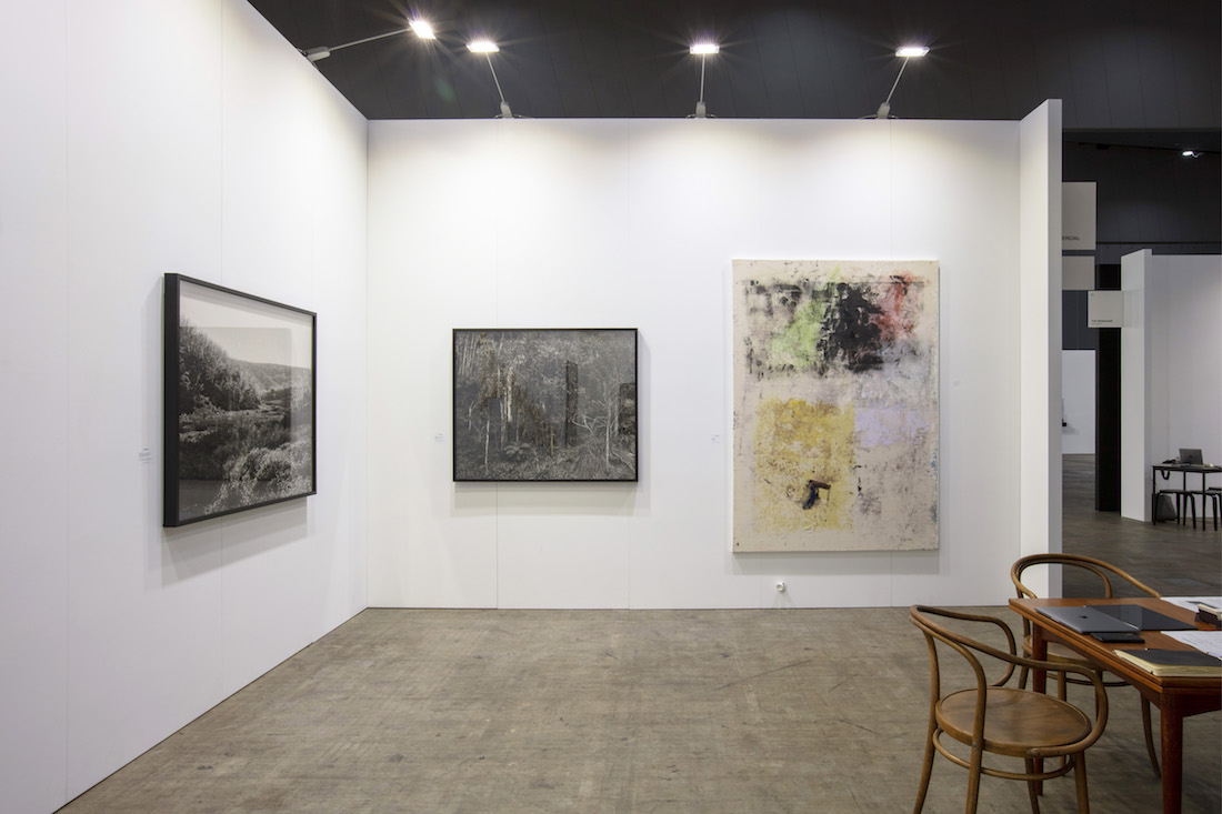 installation view: The Commercial at Melbourne Art Fair 2022 showing left to right Amanda Williams and Patrick Hartigan