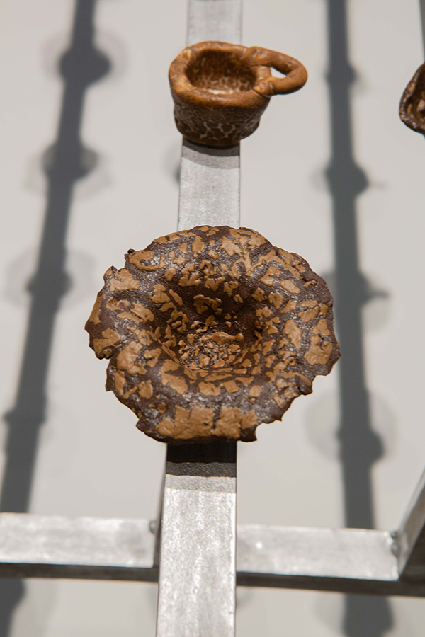 detail of pinch cups: Meishan Tudi red clay and Jingdezhen porcelain with Sichuan green tea wood ash glaze | Yasmin Smith - Flooded Rose Red Basin | Cosmopolis #1.5 - Enlarged Intelligence