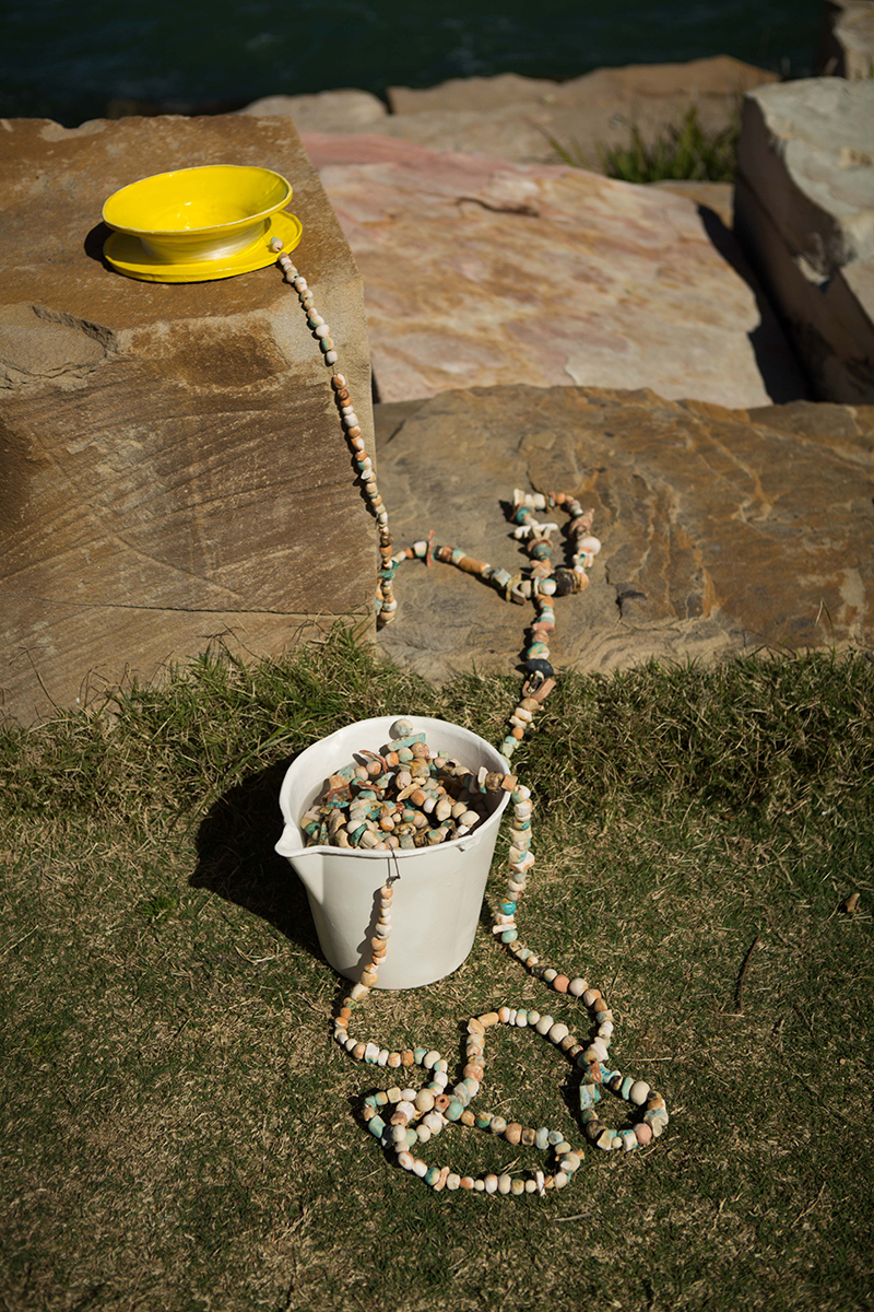 Yasmin Smith, Bucket of Barangaroo Beads and Caster, 2016