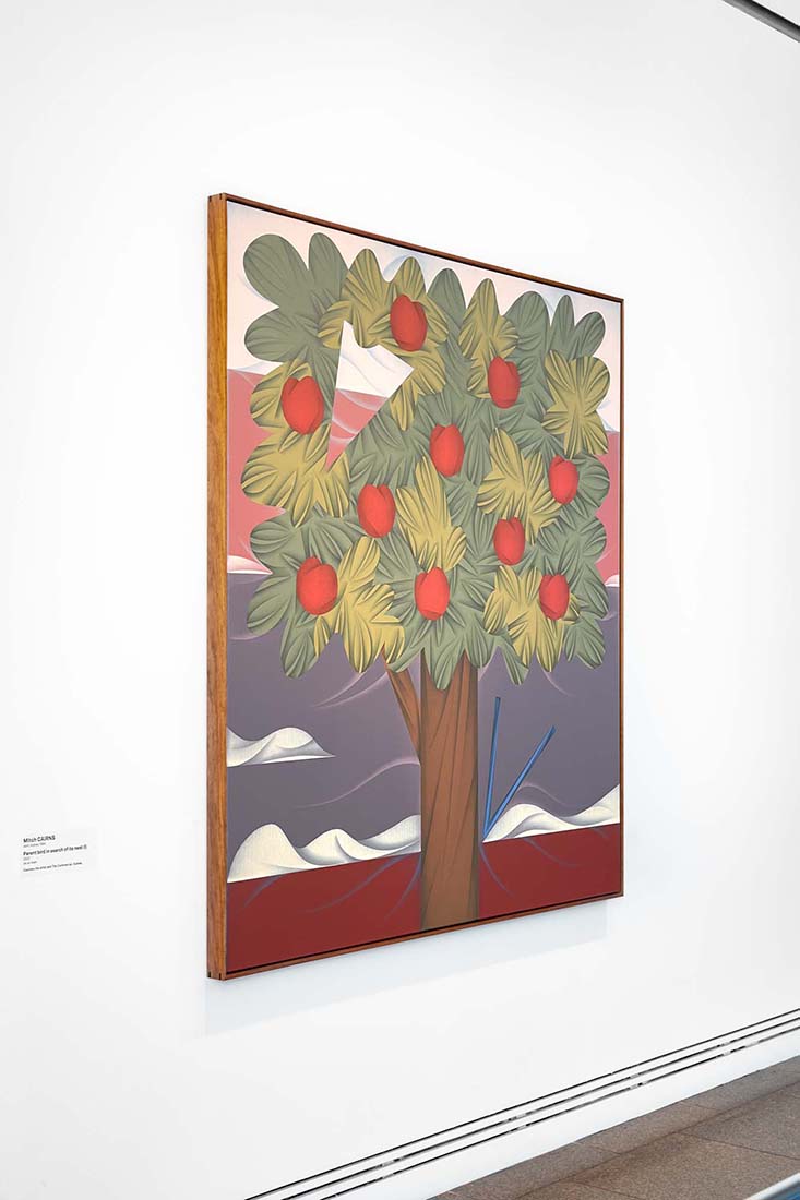 installation view: Adelaide Biennial of Australian Art: Free/State, Art Gallery of South Australia, Adelaide, 2022, showing Mitch Cairns, Parent bird in search of its nest (I), 2021 