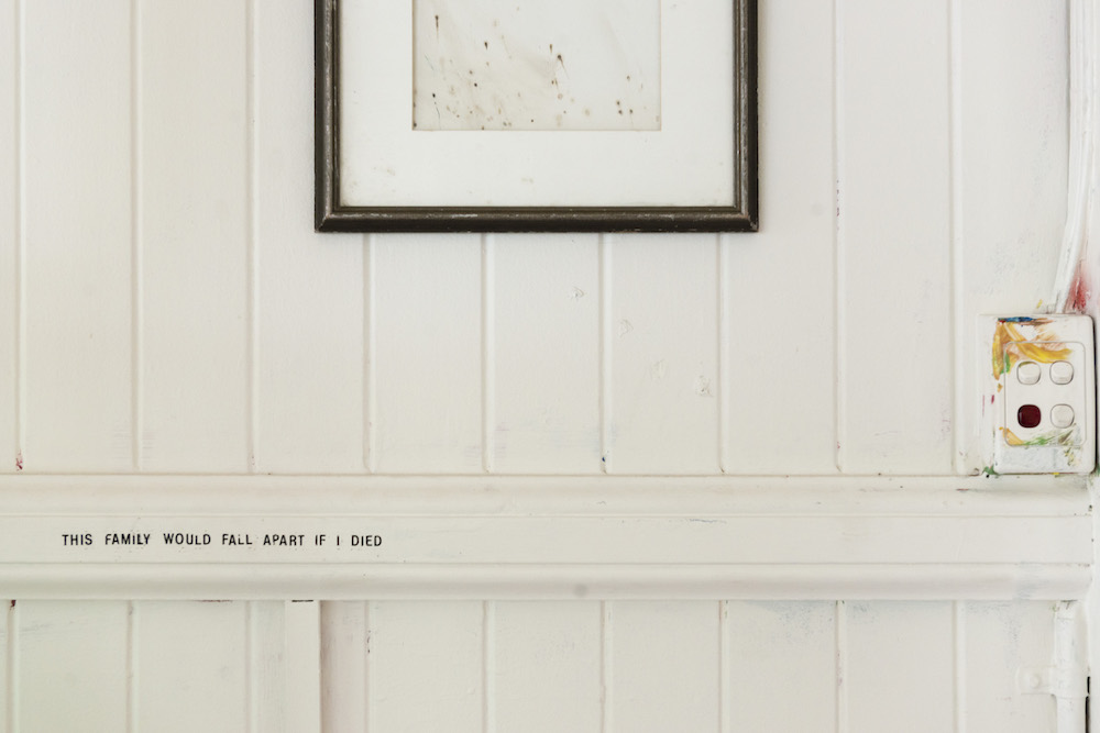 installation view: Archie Moore, HouseShow, 2020, mixed media installation, The Cottage, 272 Montague Road, West End, Brisbane